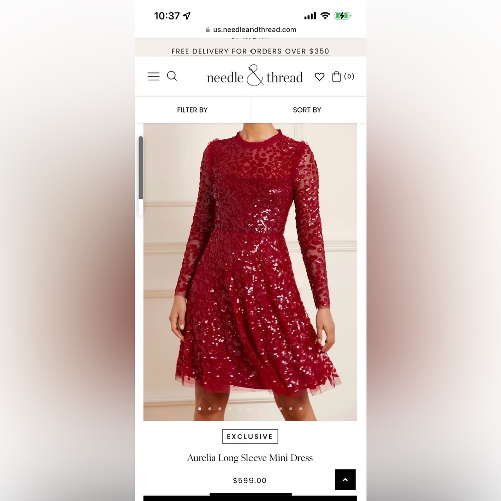 NEEDLE & THREAD AURELIA LONG SLEEVE MINI DRESS